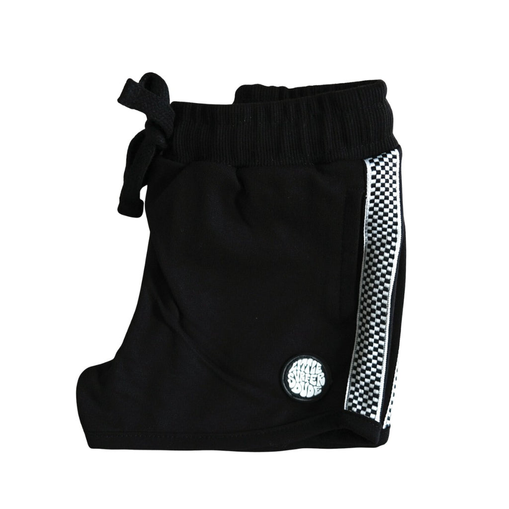 Black Little Surfer Dude Cotton Lounge Shorts The Little Surfer Dude