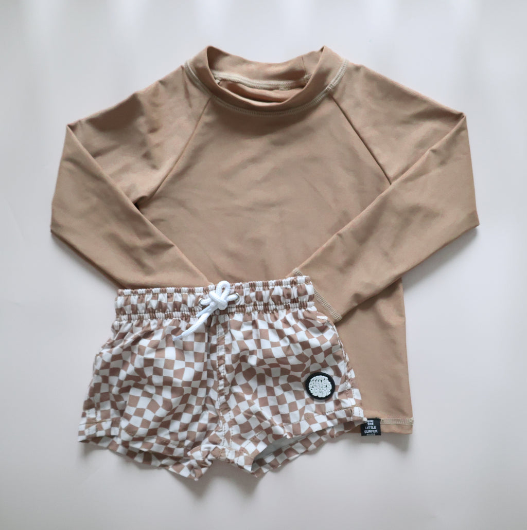 Wes & Willy Little Nothing But Bones Rashguard Jungen – Kurzärmlig, Weiß/blau, LSF 50+