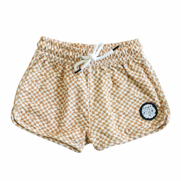Brown Checkered Cotton Lounge Shorts