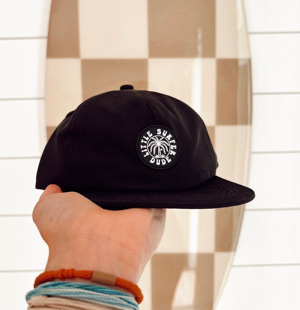 Black Little Surfer Dude Logo Nylon Snapback