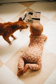 Brown Bus Bamboo Zip Romper