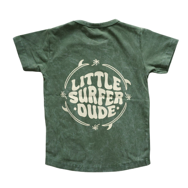 Little Surfer Dude Dark Green Toddler Tee