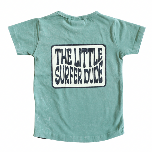 Green Black and Beige Little Surfer Dude Logo T-Shirt