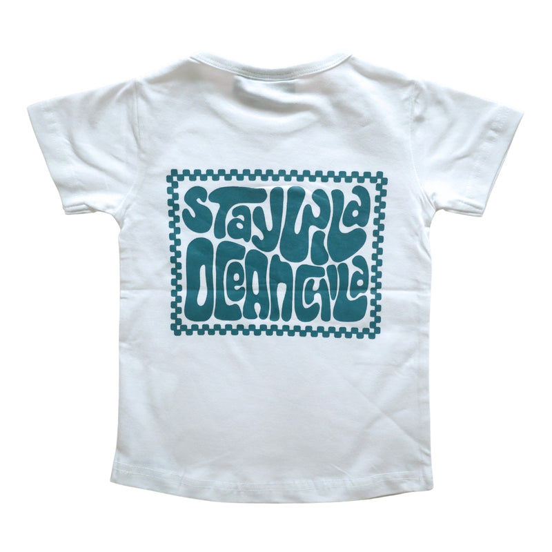 Stay Wild Ocean Child White and Blue Toddler Tee