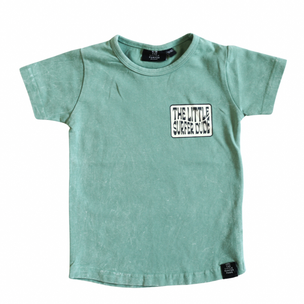 Green Black and Beige Little Surfer Dude Logo T-Shirt