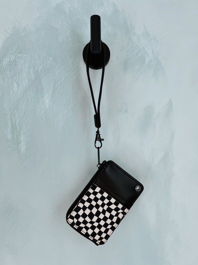 Black Checkered Wristlet Wallet