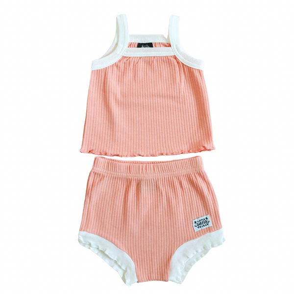 Pink Ribbed Solid Two-piece set