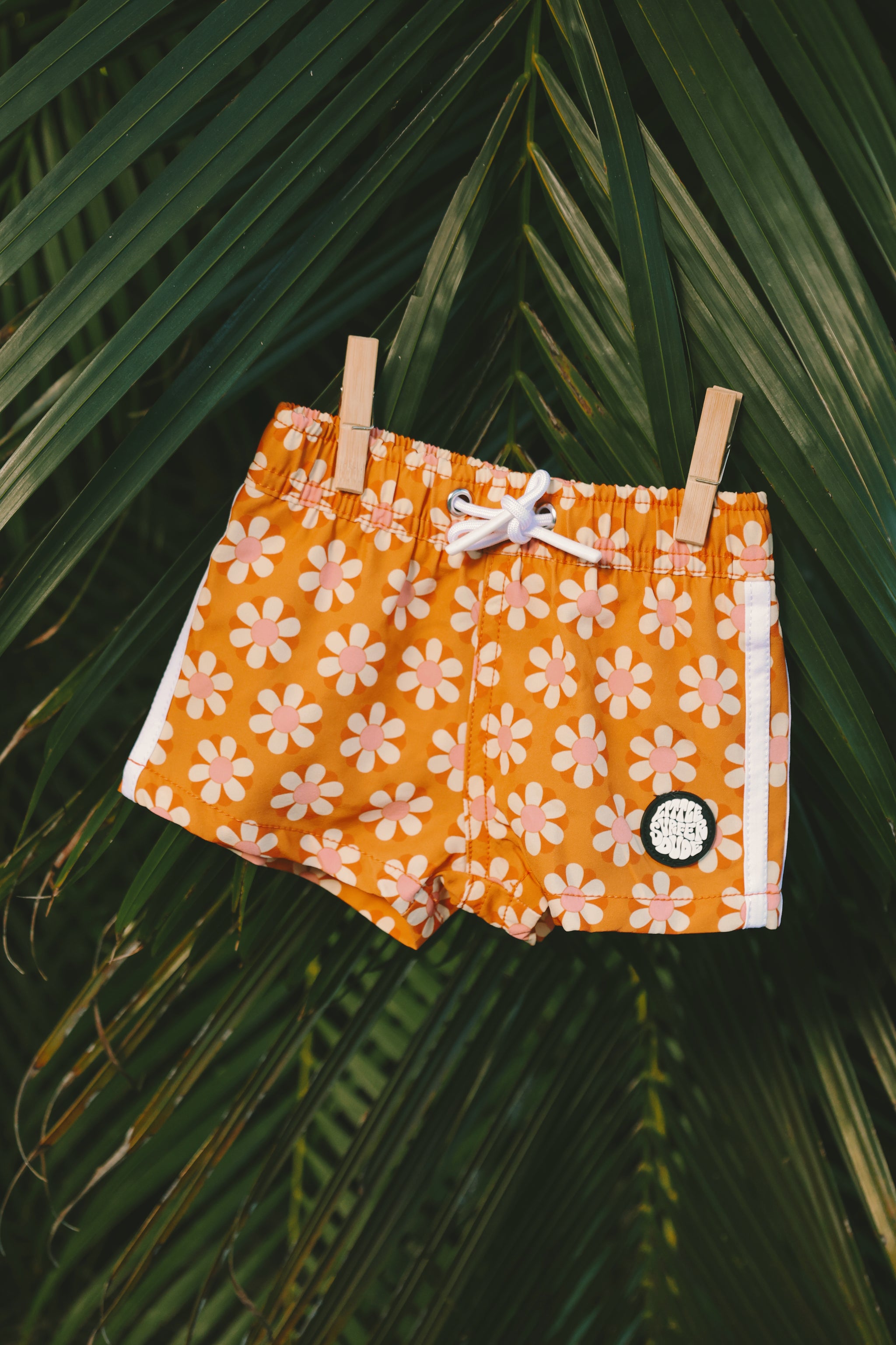 Retro Orange Floral Swim Trunks – The Little Surfer Dude