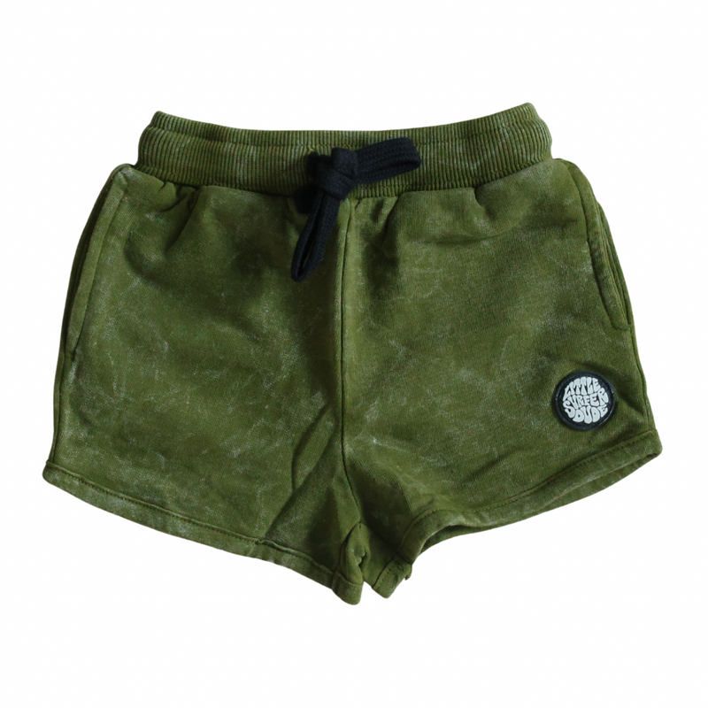 Green Acid Wash Little Surfer Dude Cotton Lounge Shorts