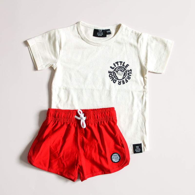 Cream and Black Little Surfer Dude Toddler Tee