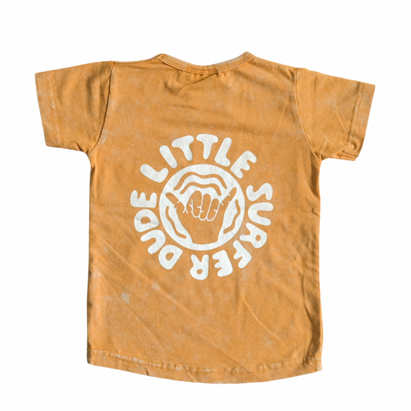 Little Surfer Dude Logo Orange Acid Wash Tee