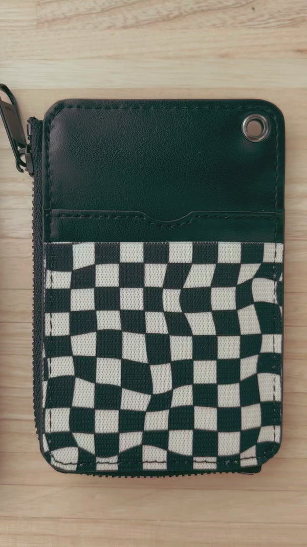 Black Checkered Wristlet Wallet