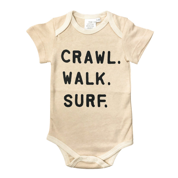 CRAWL WALK SURF CREAM ORGANIC COTTON ONESIE